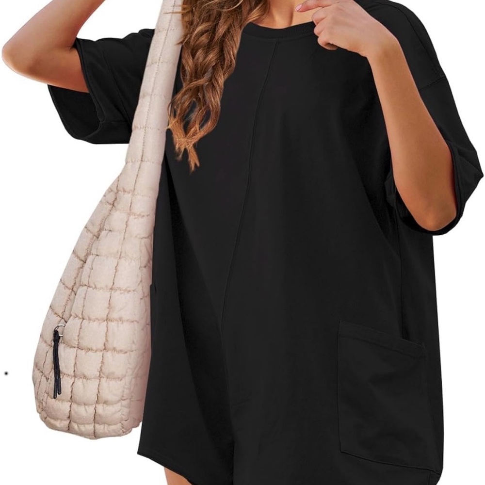 Black Oversized T-Shirt Romper